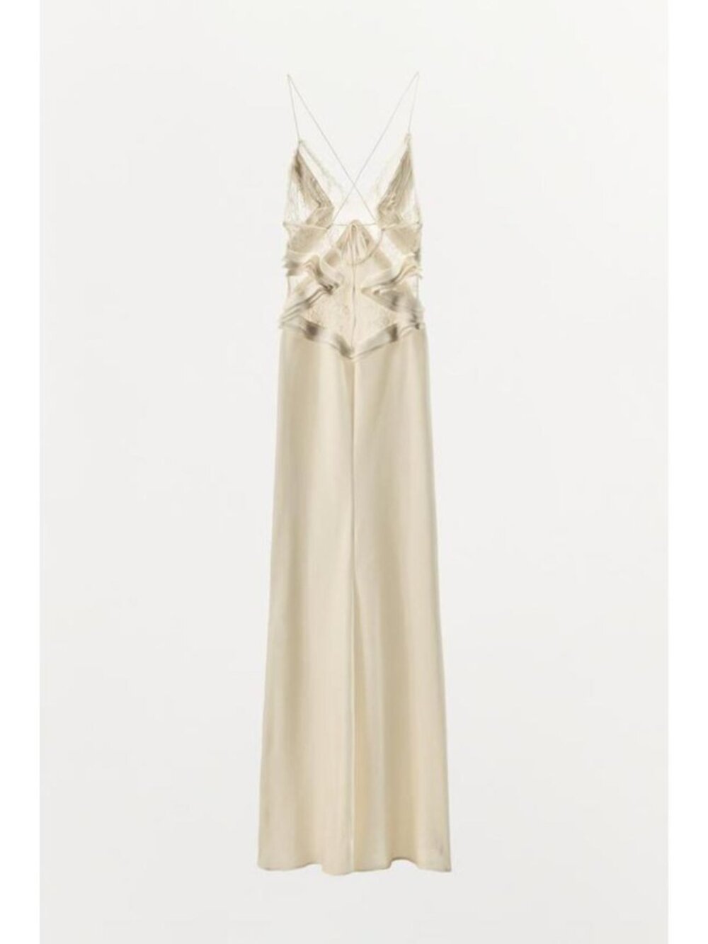 ZARA LONG GEORGETTE RUFFLE DRESS - Picture 6 of 7